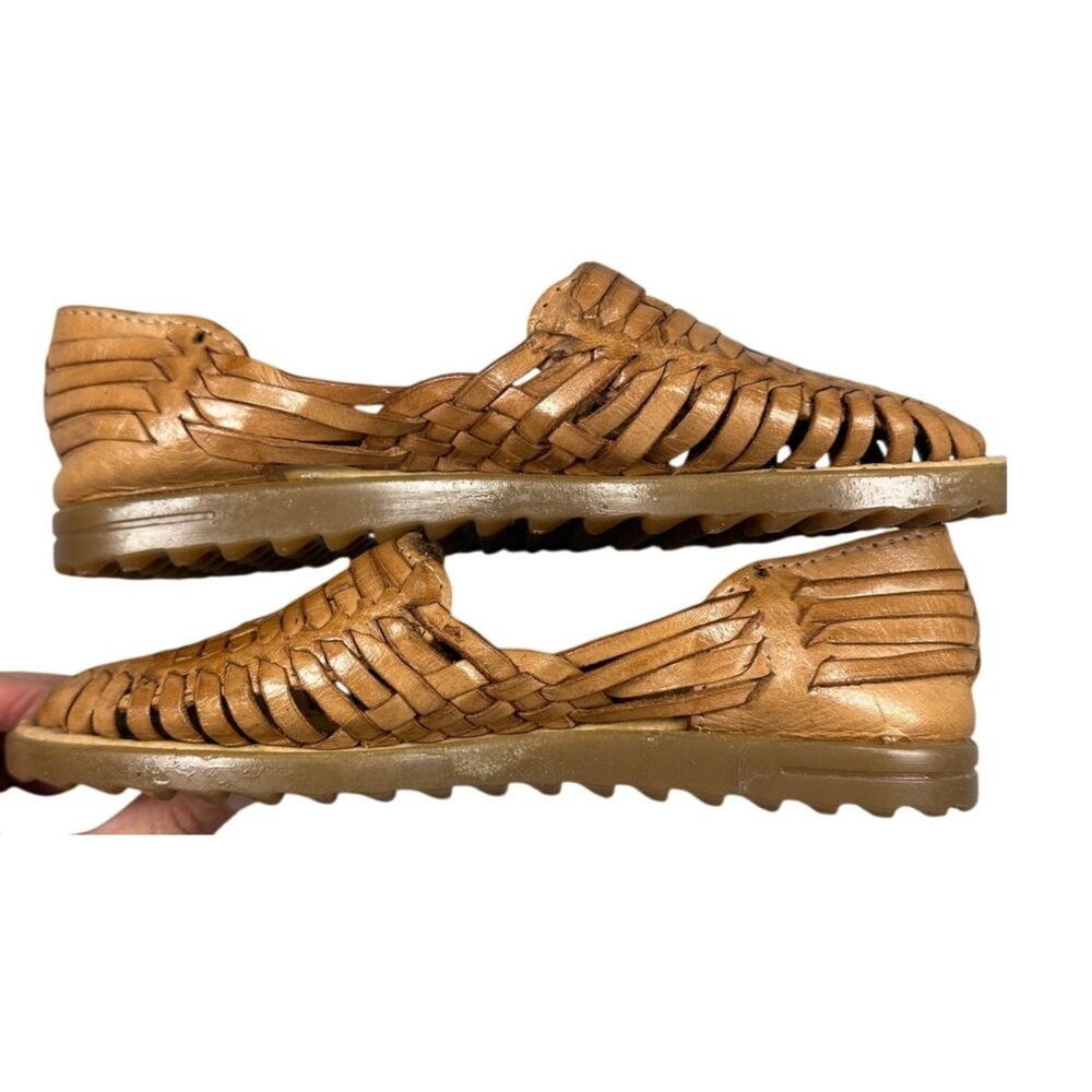 Huarache Mules Woven Tan Leather Slip On Loafers Flat